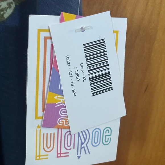 Floral Blue Dress with Pink Roses XL NEW with tags! LuLaRoe Carly Swing Dress - Picture 2 of 4